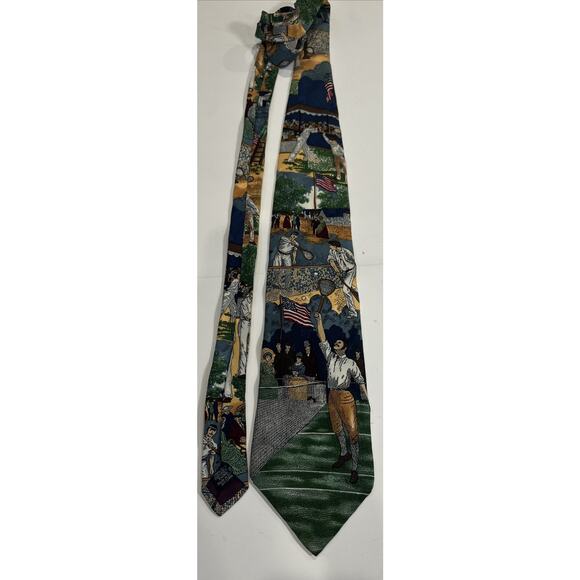 Tango by Max Raab Americana Series "Match Point" Tennis Themed Silk‎ Necktie USA - Picture 5 of 5